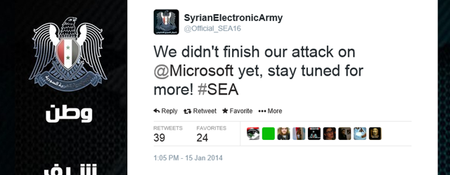 微软确认小部分员工邮箱账号被叙利亚电子军入侵