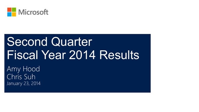 微软 2014 财年 Q2 财报：收入继续增长，Surface 收入翻倍