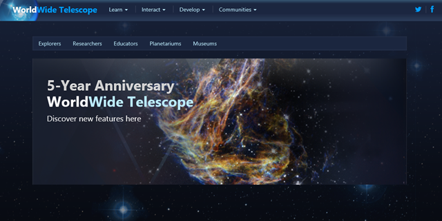 WorldWide Telescope 发布 5 周年新版