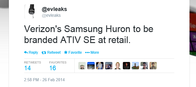 传三星 Huron WP8.1 手机将被命名为 ATIV SE