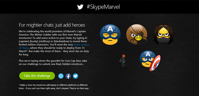 Skype 加入 Marvel 美国队长系列隐藏表情