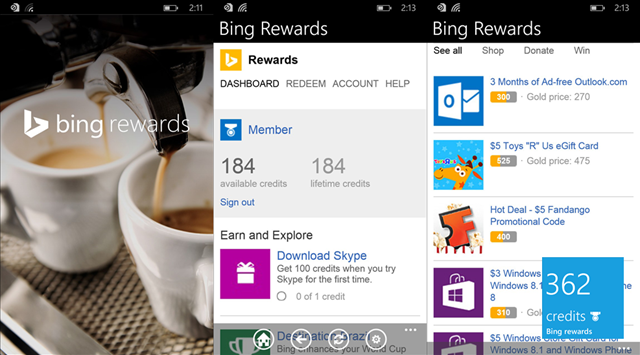 微软发布 WP8.1 版 Bing Rewards 应用