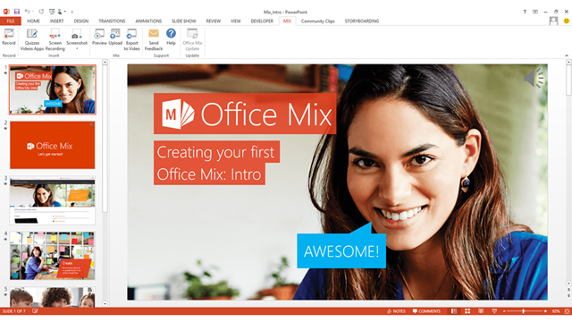 微软宣布 Office Mix 预览版，将幻灯片制作为可交互在线课程
