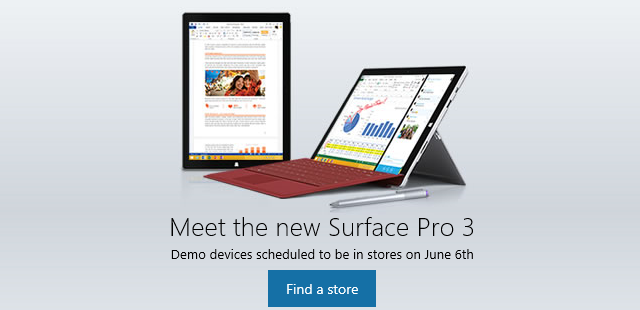 微软零售店 6 月 6 日起提供 Surface Pro 3 上手