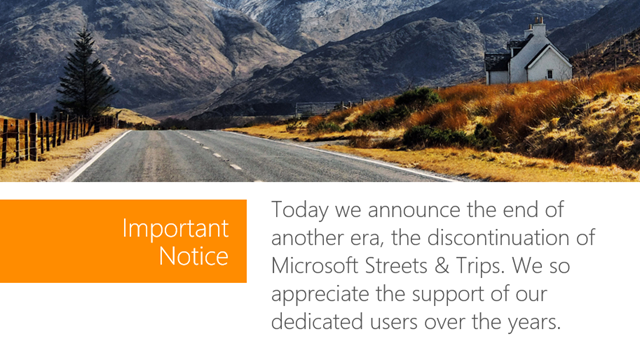 微软终止两款传统地图软件 MapPoint 和 Streets & Trips