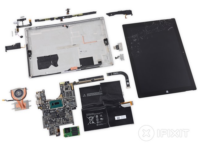 iFixit 拆解 Surface Pro 3，评价极难维修