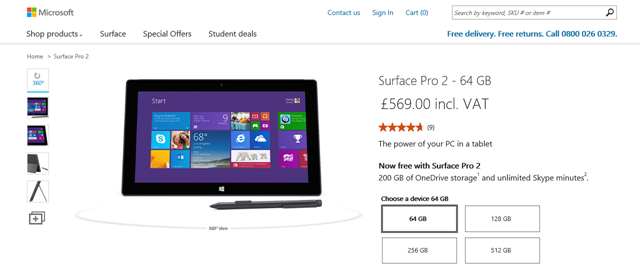 Surface Pro 2 已在英国开始降价 150 英镑