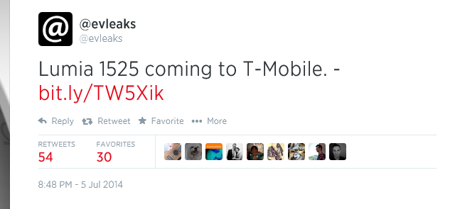 传 T-Mobile 也将销售 Lumia 1525 手机