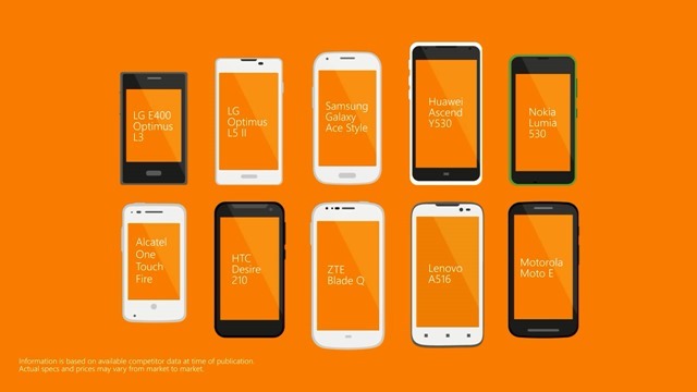 微软视频对比 Lumia 530 与其他 9 款安卓同价位手机