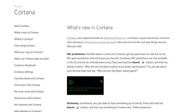 微软推出 Cortana 新功能汇总页面