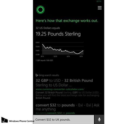 Cortana 掌握时区和货币转换技能