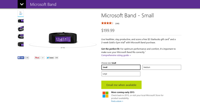 更多微软手环 Microsoft Band 供货明年初到来