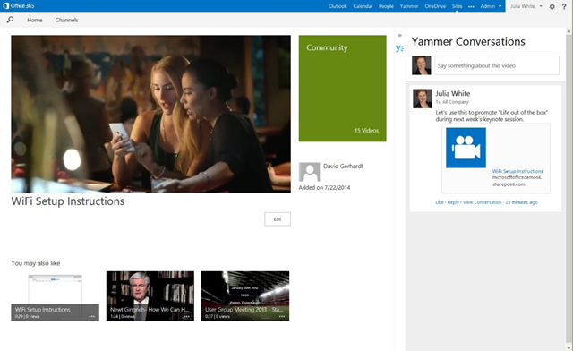 微软宣布 Office 365 Video 企业内视频分享服务