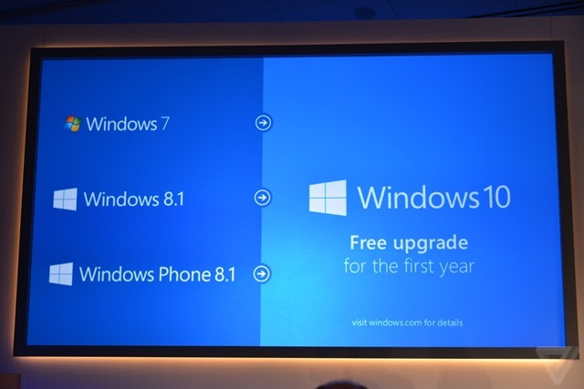 Windows 10 发布后首年可免费从 Windows 7 和 Windows 8.1 升级