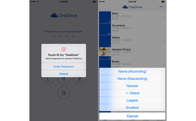 iOS 版 OneDrive 更新支持 Touch ID 指纹开启和 iPhone 6 兼容