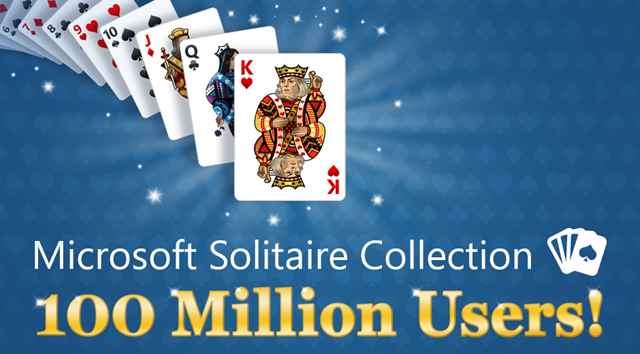 Microsoft Solitaire Collection 100 million users graphic 