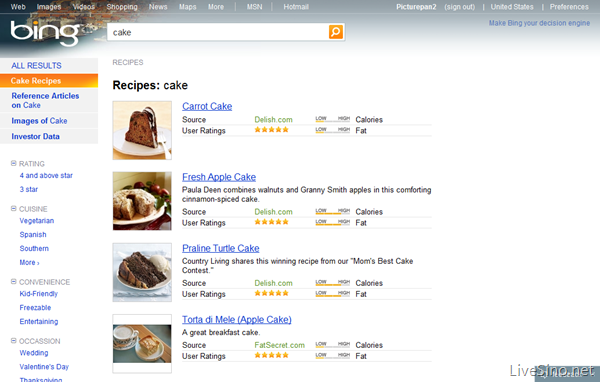 必应 Bing 新特性之食谱搜索