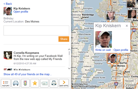 新 Bing Maps 应用：我的 Facebook 好友住哪