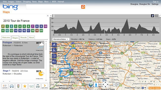 新 Bing Maps 应用: Imagine Cup 2010 与 Tour De France 2010