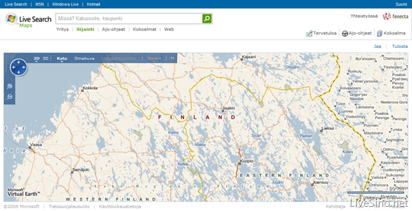 微软推出 Live Maps Finland（芬兰版）