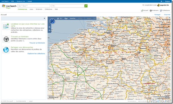 Live Search Maps 比利时版推出，支持法语和荷兰语