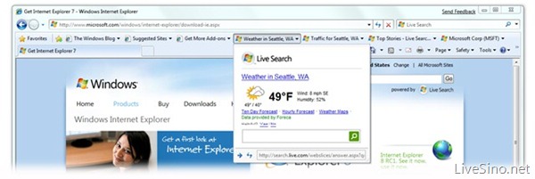 Internet Explorer 8 的 Live Search Web Slices