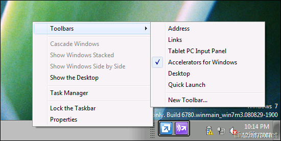 Windows 7 M3 中的 Accelerators 功能还会出现？