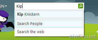 Windows Live Home 顶部搜索框支持搜索 Windows Live People 联系人