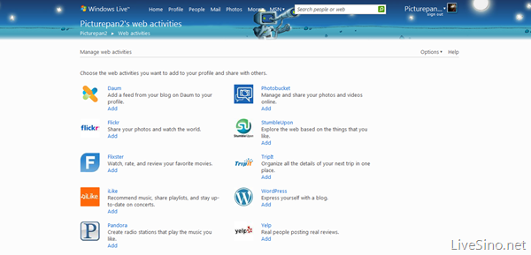 在 Windows Live Wave3 中添加 Twitter, Flickr, Blog 和其他服务更新信息